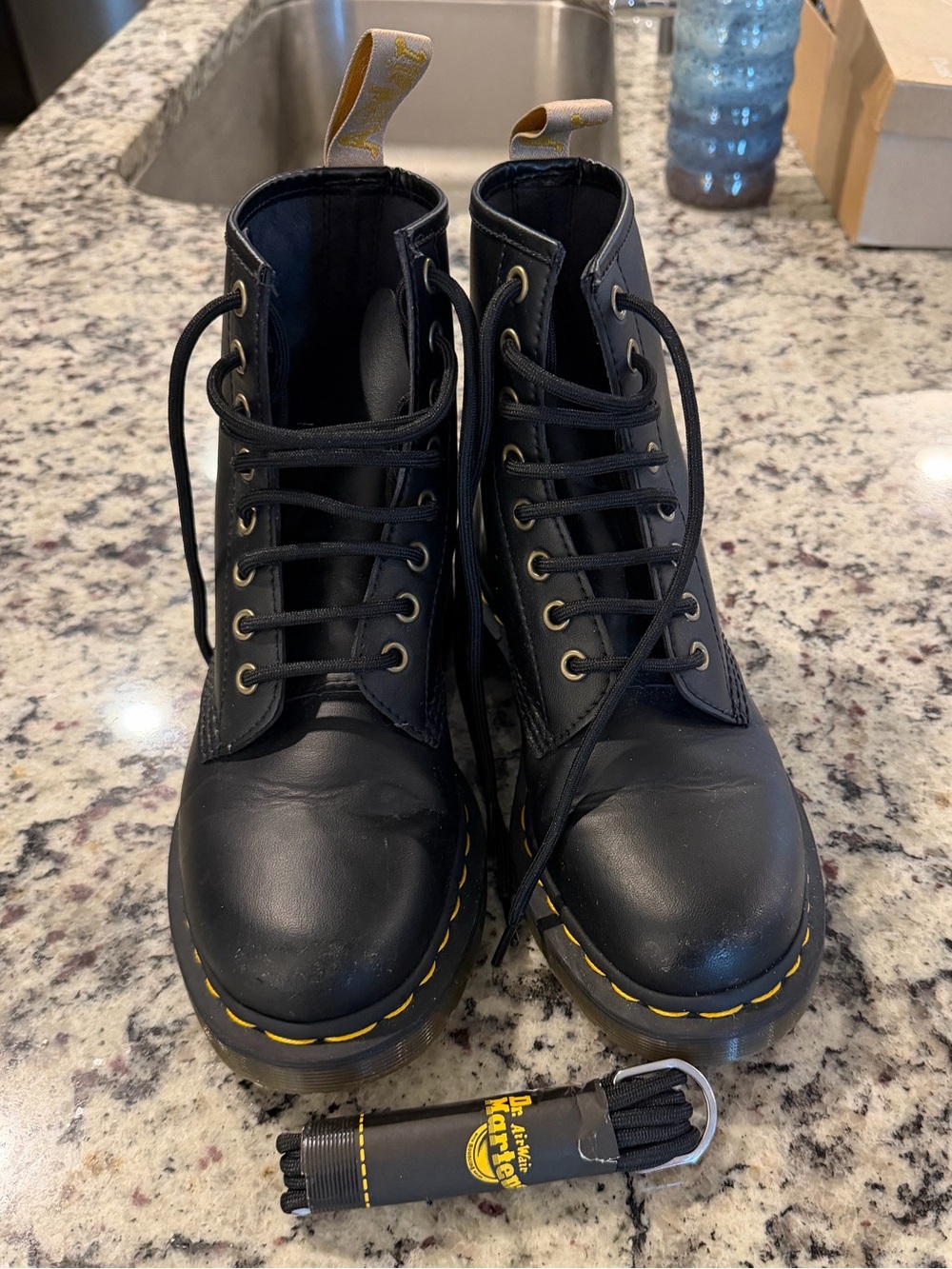Dr. Martens Vegan 1460 Black Boots Size 8 + New Laces